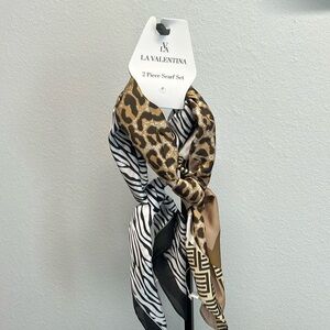 LA Valentina | Zebra & Leopard Print Scarves Set